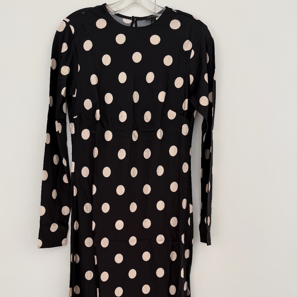 Ann Taylor Black Dotted Satin Sheath Dress - Size 0 - NWT